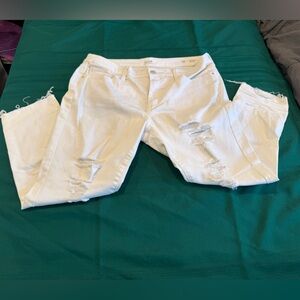 a.n.a White Distressed Boyfriend Jeans